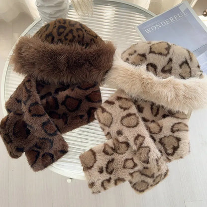 NorthAura™ Retro Leopard Women's Hat&Scarf