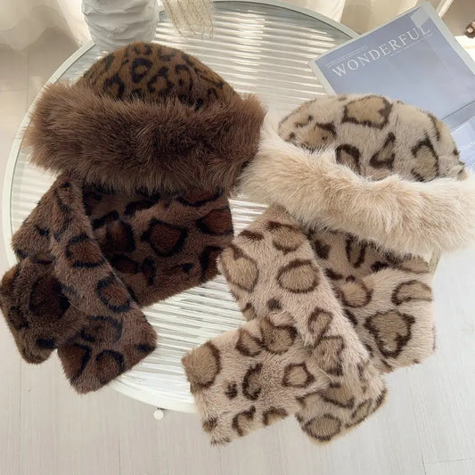 NorthAura™ Retro Leopard Women's Hat&Scarf
